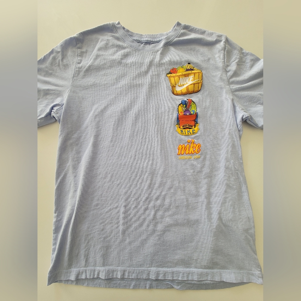 Nike Sky Blue Tee with Vibrant Graphic